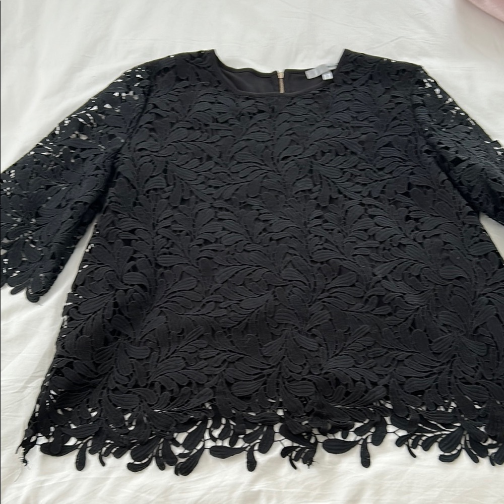 WD•NY Black Floral Lace Blouse